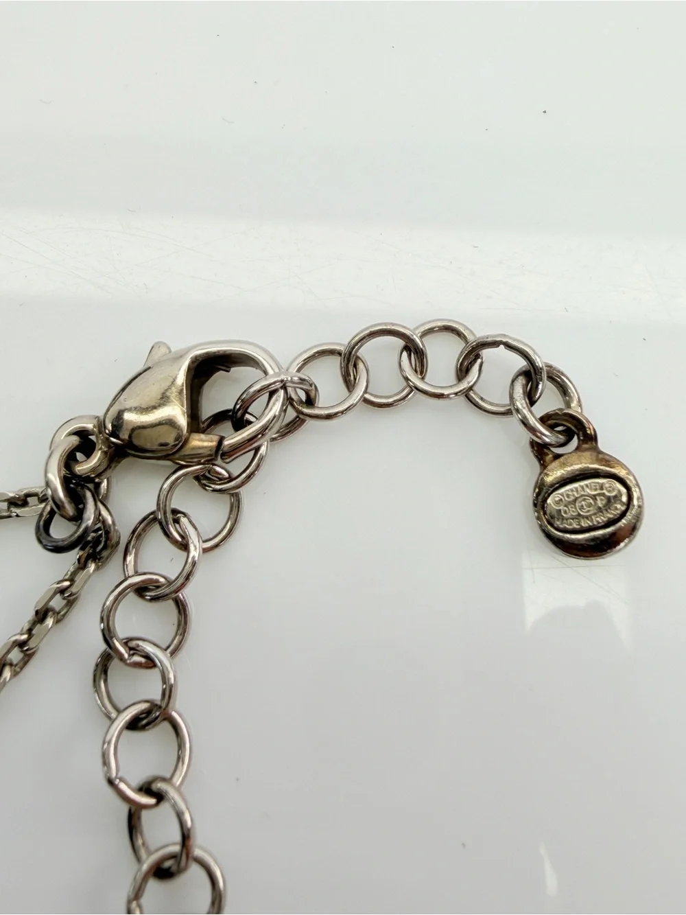 Chanel Layered Long Necklace in Silver-Tone Metal and Crystal Beads